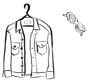 drawing of jacket and sunglasses